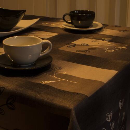 Tischdecke mit Fleckschutz dunkel Grau 140 cm  Rund