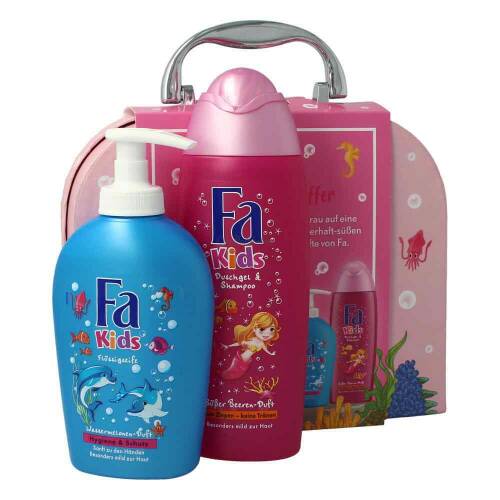 Fa Geschenkset Kids Girls ( Kulturtasche + Duschgel & Shampoo 250 ml + Flüssigseife 250 ml )
