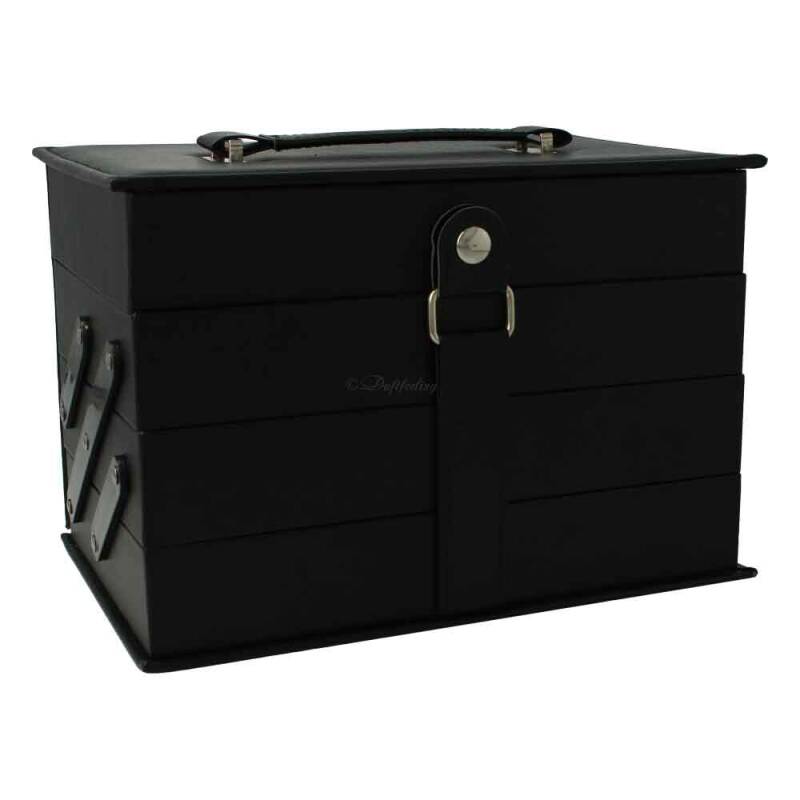 Beauty Case Schminkkoffer Make up Set Kosmetik Vegan in Leder Optik - Schwarz