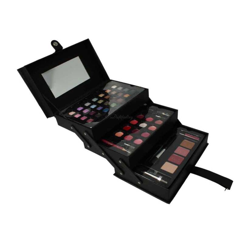 Beauty Case Schminkkoffer Make up Set Kosmetik Vegan in Leder Optik - Schwarz