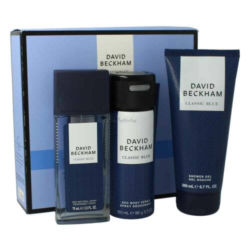 David Beckham Classic Blue Deo Spray 150 ml + Shower Gel 200 ml + Natural Deodorant Spray 75 ml Set