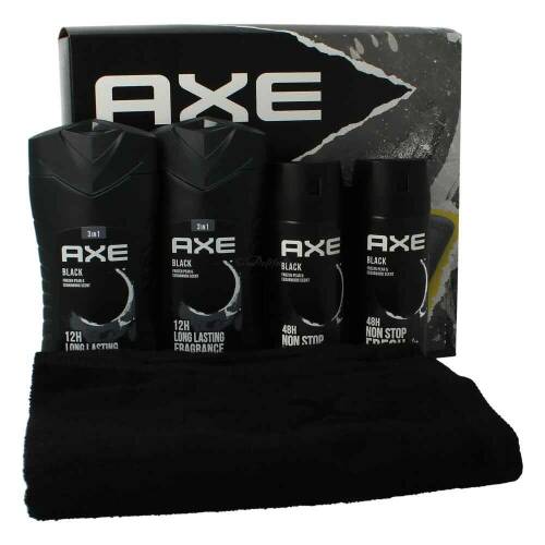 Axe Black 2 x Duschgel 250 ml + 2 x Body Spray 150 ml + Sport-Handtuch Geschenkset