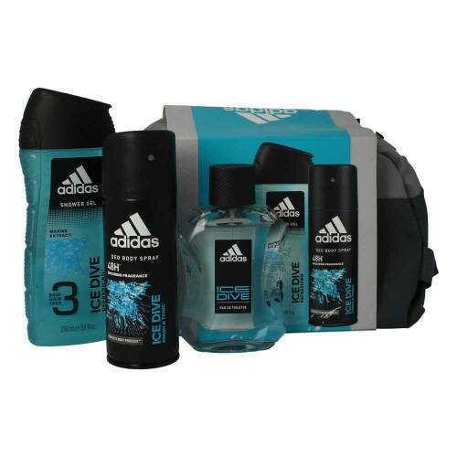 Adidas Ice Dive Edt 100 ml + SG 250 ml + Body Spray 150 ml + Kosmetiktasche Set