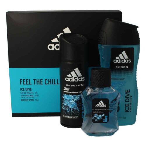 Adidas Ice Dive Edt 50 ml + SG 250 ml + Body Spray 150 ml Set