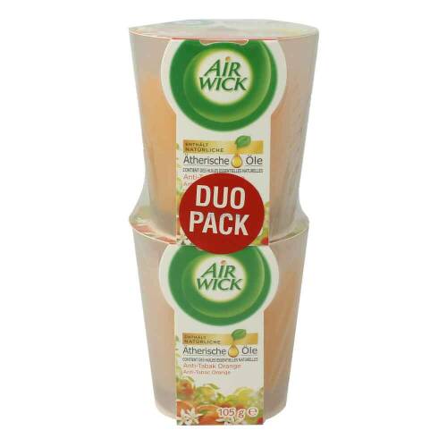Air Wick Wohlfühl Duftkerzen Anti Tabak Orange 2x105g