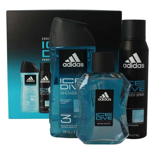 Adidas Ice Dive Set Eau De Toilette 100 ml + 3in1 Shower Gel 250 ml + Deo Body Spray 150 ml