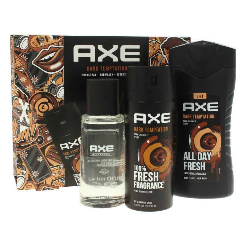Axe Dark Temptation Geschenkset Duschgel 250 ml + Deodorant Bodyspray 150 ml + After Shave 100 ml