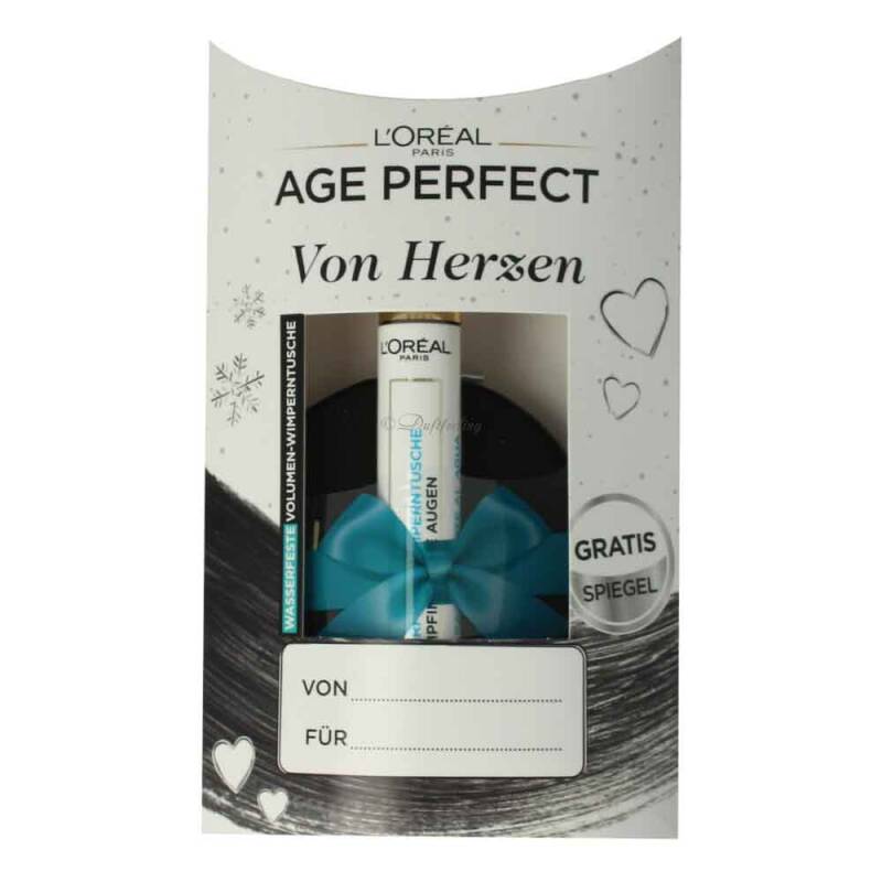 LOréal Paris Age Perfect Von Herzen Wasserfeste Wimperntusche Schwarz 7,9 ml + Taschenspiegel