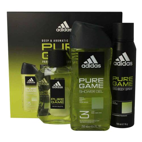 Adidas Pure Game Man Set Deo Spray 150 ml + Edt 100 ml + SG 250 ml