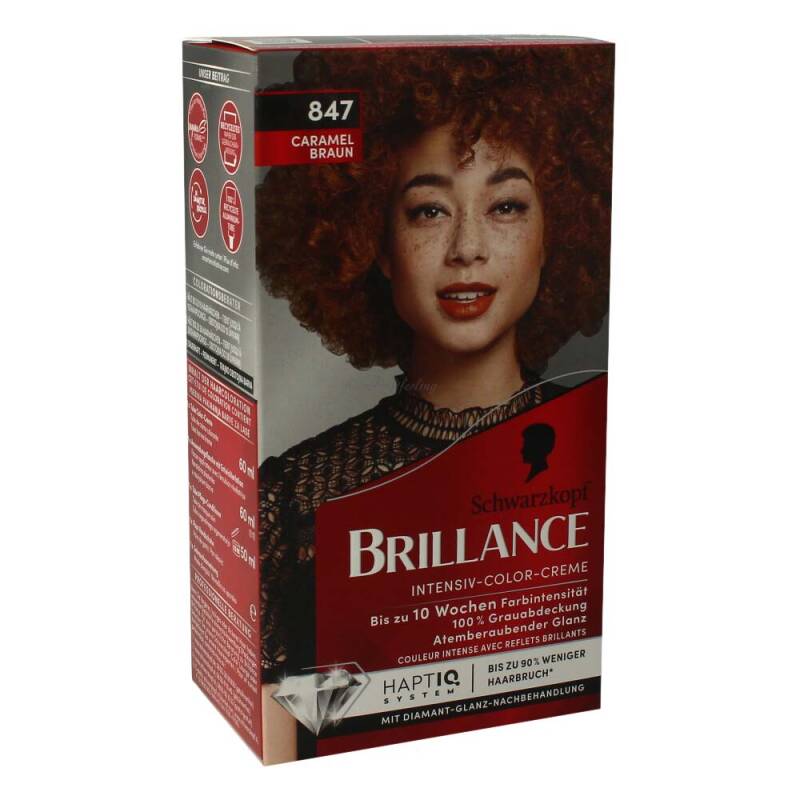 Schwarzkopf Brillance Haarfarbe 847 Caramel Braun