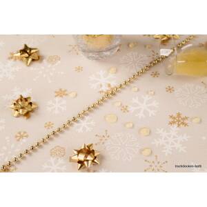 Tischdecke mit Fleckschutz Schneeflocken Creme 90 x 90 cm