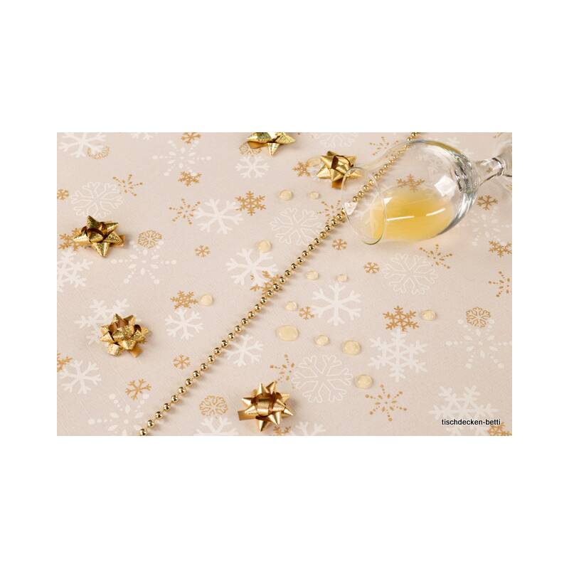 Tischdecke mit Fleckschutz Schneeflocken Creme 110 x 110 cm