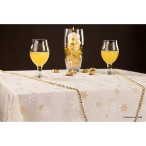 Tischdecke mit Fleckschutz Schneeflocken Creme 110 x 110 cm