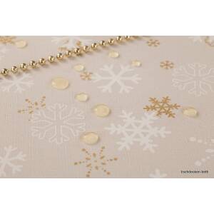 Tischdecke mit Fleckschutz Schneeflocken Creme  140 x 300 cm