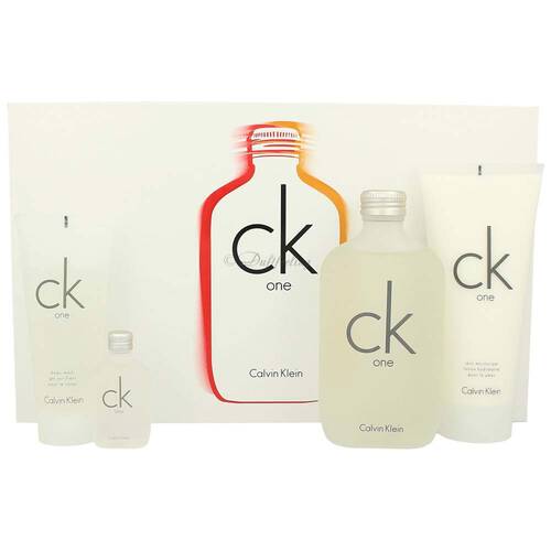 Calvin Klein Ck one Edt 200 ml + Skin Moisturizer 100 ml + Body Wash 100 ml + Edt 15 ml Set